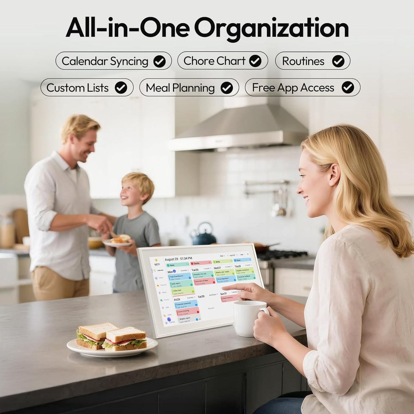 BOCT 21.5'' Digital Calendar Wall - 32GB Memory Touch Screen Chore Chart Smart Calendar,Digital Planner,Auto-Sync,APP Control,Interactive Family Schedules, Gift for Mother