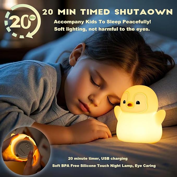 DREAMING MY DREAM Cute Penguin Night Light,LED Squishy Novelty Penguin Lamp,2 Levels Dimmable Bedroom Nightlight for Kids,Touch Penguins Light,Dorm Decor lamp,Baby Boys Girls Gifts
