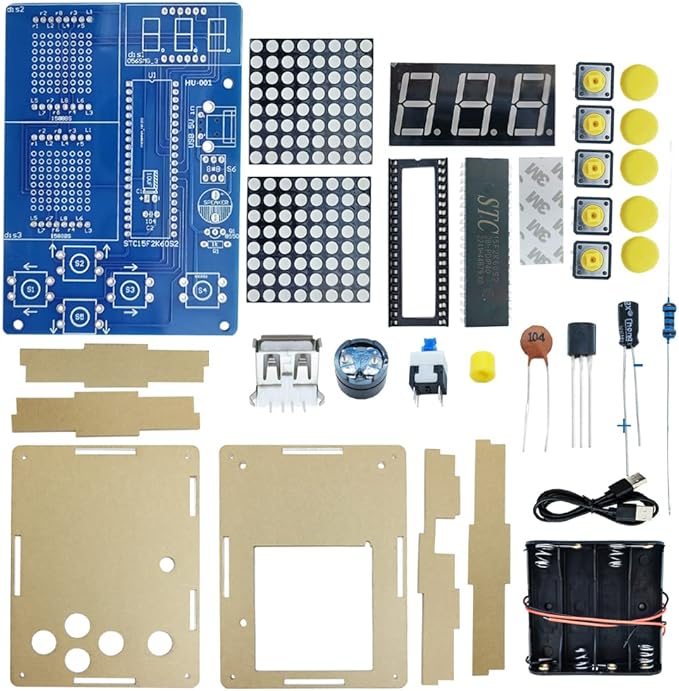 Gikfun Soldering Practice Kit with 4 Retro Games - DIY Electronics Project for STEM Learning, School, Home w/ Acrylic Case EK1987 (Pack of 2)