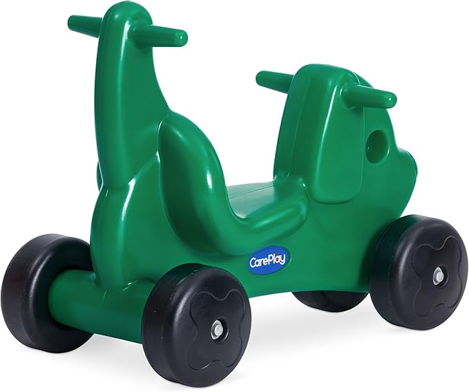 Careplay 2-in-1 Puppy Push & Ride-on Toy, Indoor & Outdoor Use, Low Profile Seat, Recommended for Children up to 50lbs, Durable Construction, Made in The USA (Green)