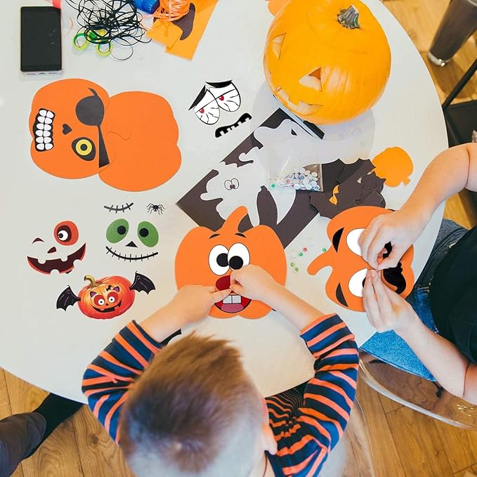 16 Kits Foam Pumpkin Craft Kits With Stickers for Kids Crafts Halloween Decoration