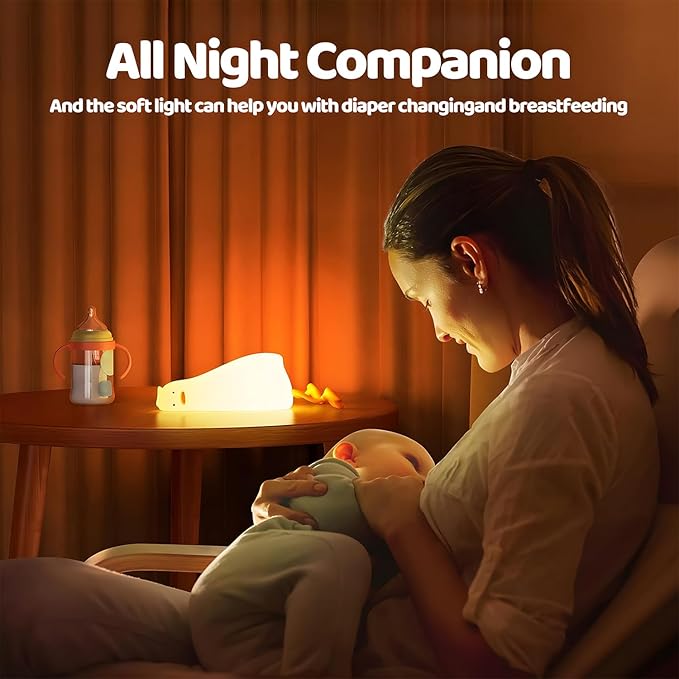 Lying Cute Duck Lamp Night Light for Kids,Cute Room Decor Silicone Duck Lamp for Baby,Night Lights for Baby Nursery,3-Colors USB Rechargeable Gift for Kids Boys and Girls Bedroom Decor
