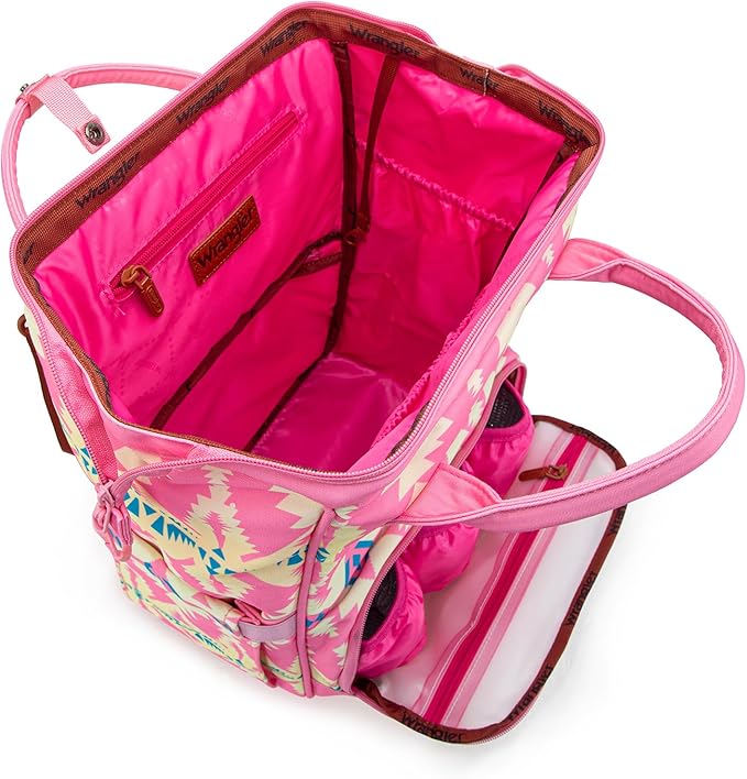 Montana West Wrangler Callie Diaper Bag Backpack with Stroller Straps Western Pattern Multifunction Baby Travel Bag WG2204-91102PK