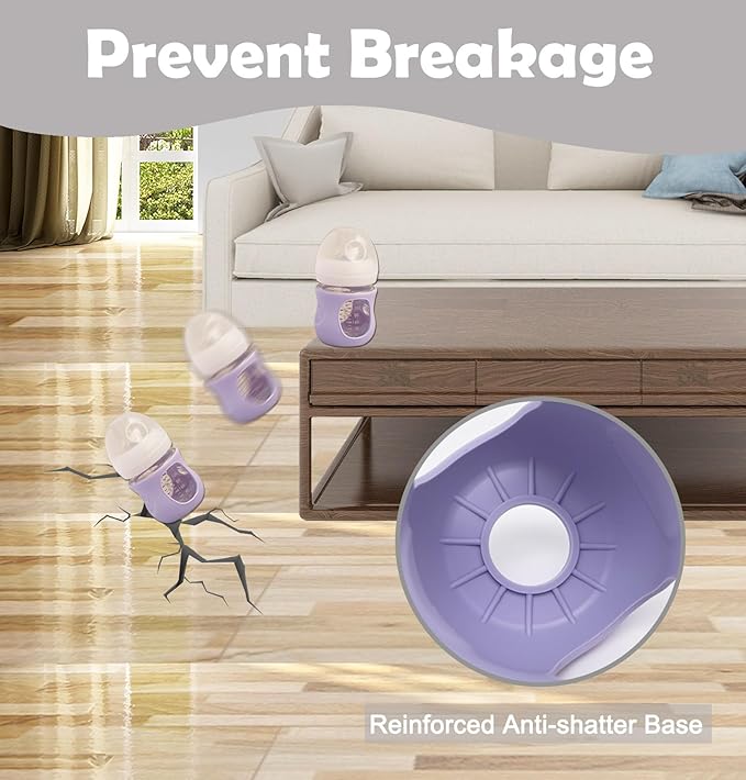 4 Pack Silicone Sleeves for Avent Natural Glass Baby Bottles, Anti Breakage Bottle Holder, Compatible with Philips Avent Glass Natural Baby Bottles (Blue+Gray+Green+White, 4 OZ)