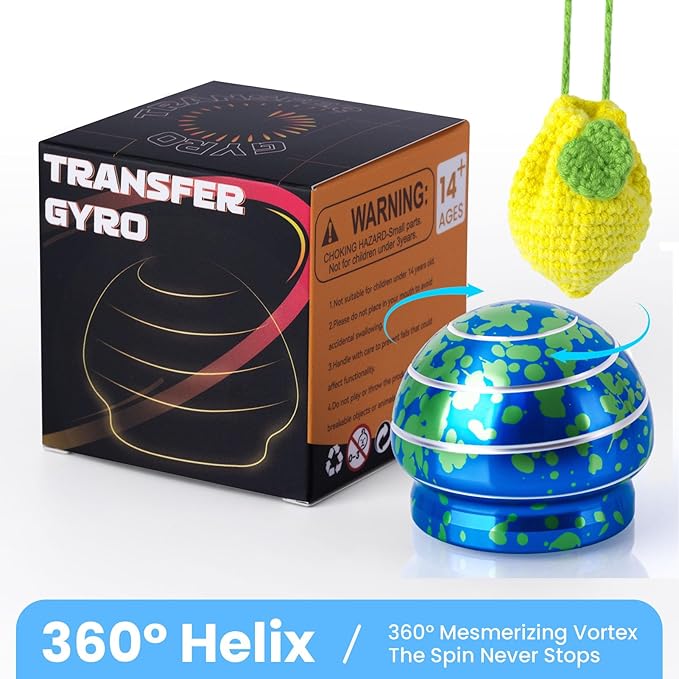 MAGICYOYO Kinetic Desk Toy Ball - Metal Fidget Spinner for Anxiety & ADHD Relief, Optical Illusion Spinning Toys for Adults, Kids, Parents - Ideal Gift for Office & Home (1.54'' , Blue Green)