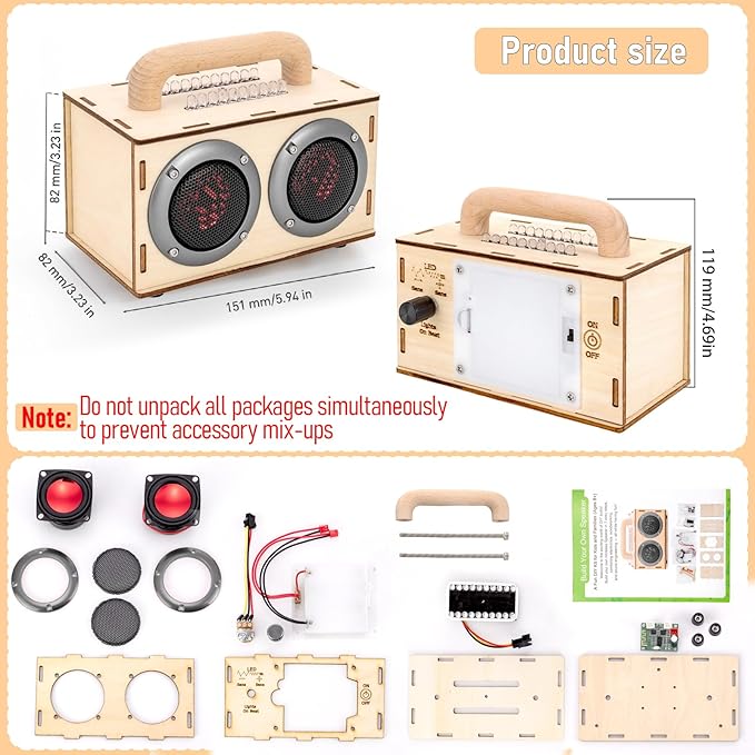 DIY Bluetooth Speaker Kit, STEM Projects for Kids & Adults Age 8-12, Build Portable Speaker with LED Light, Science Experiment Electronics Set, Birthday Gifts for Boys & Girls