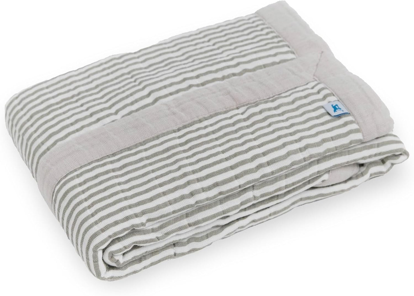 Little Unicorn Newborn Receiving Quilt | Ultra- Soft, Multi-Layered Muslin Fabric | Gift for Newborns & on-The-go (Grey Stripe)