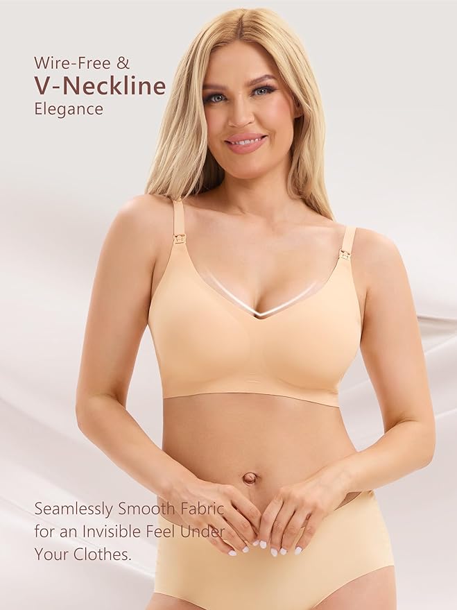 Angelhood 3 Pack Nursing Bras for Breastfeeding Seamless Pregnancy Maternity Bra Wireless Sleep Bralette with Extenders