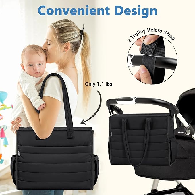 IBFUN Diaper Bag Tote for Baby - Large Baby Bag 4Pcs with Waterproof Changing Pad Pacifier Case, Travel Hospital Mommy Bag