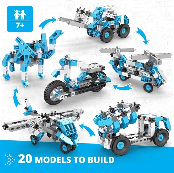 Engino Creative Engineering STEM Toys, 20 Multi Model Set, Building Toys for Kids 7+, Engineering Kit for Inventors, STEM Projects, Creative & Fun Play, Gift for Boys & Girls