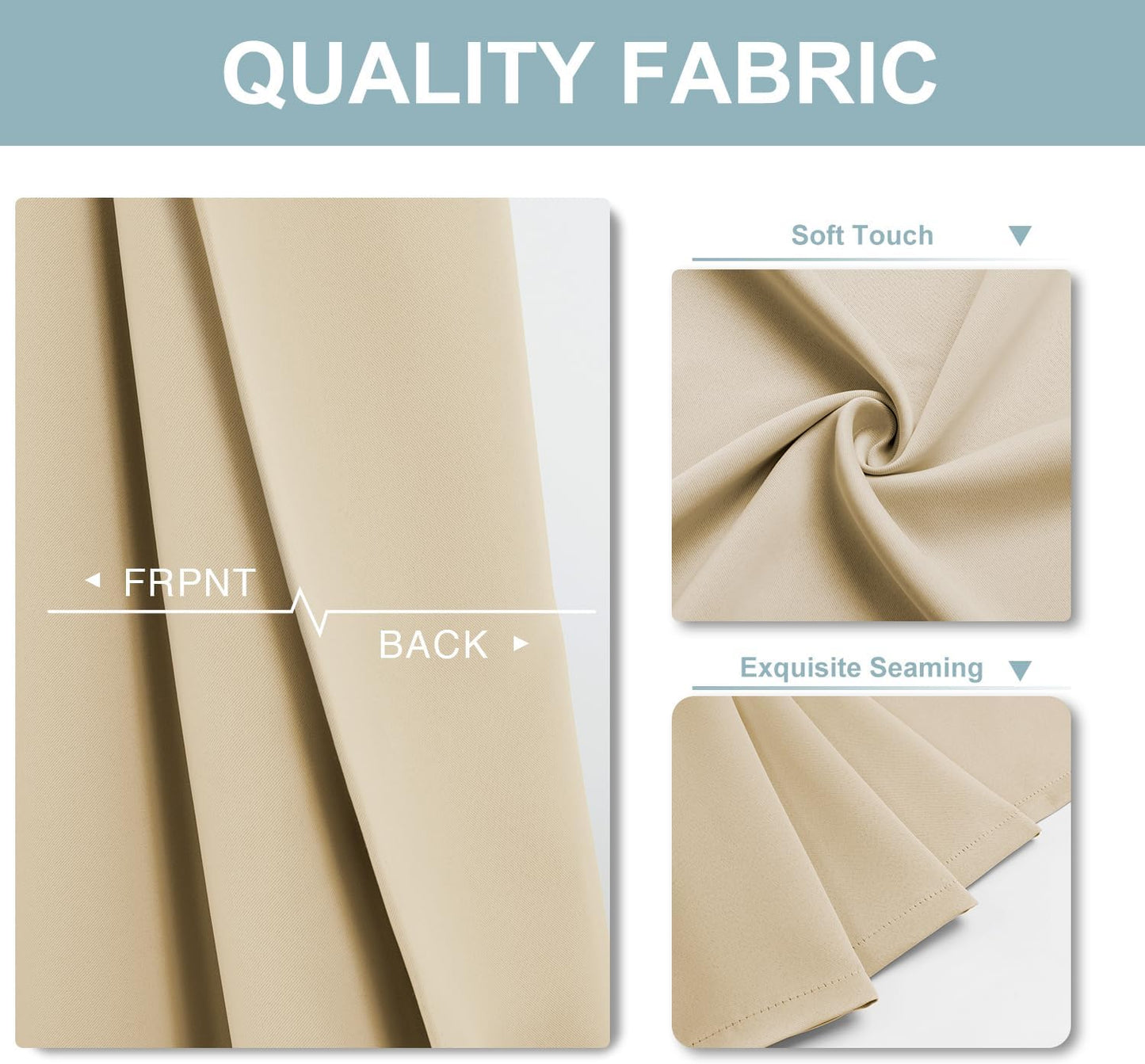 ChrisDowa Blackout Curtains 45 inches Long for Bedroom - 2 Panels Set Grommet Thermal Insulated Room Darkening Curtains for Living Room (Biscotti Beige, 52 x 45 Inch)