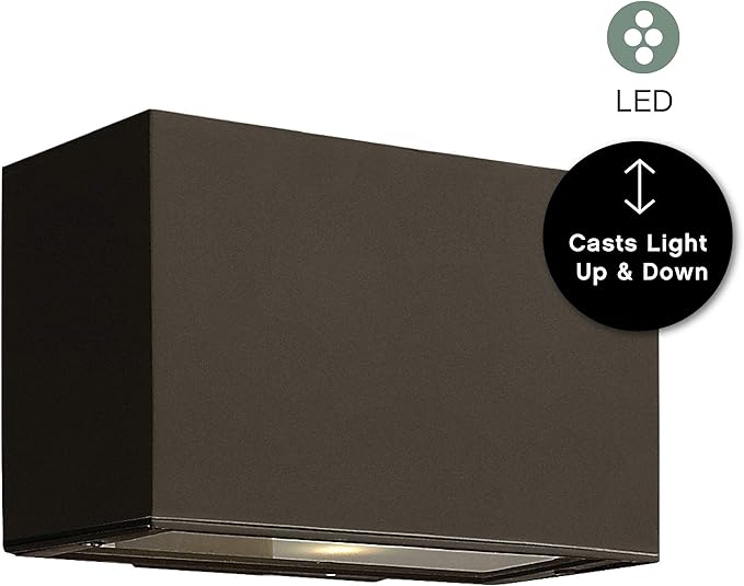 Hinkley Atlantis Extra Small Up/Down Wall Mount Outdoor Lantern - Aluminum, Etched Glass Lens, Integrated LED - Bronze Finish