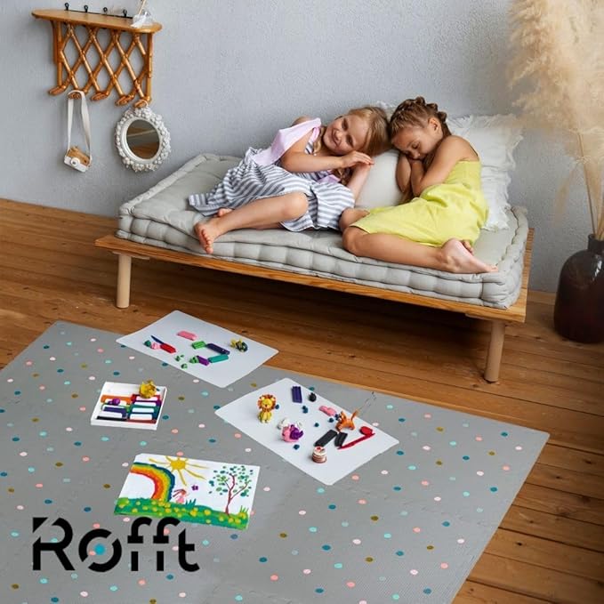 Soft Non-Toxic Baby Play Mat, Toddler Playmat, Colorful Jigsaw Puzzle PlayMat, Tiles 24 x 24 inch Foam Floor Mats for Kids & Babies | EVA Foam Interlocking Tiles for Nursery, Playroom (Grey 6 PCS)