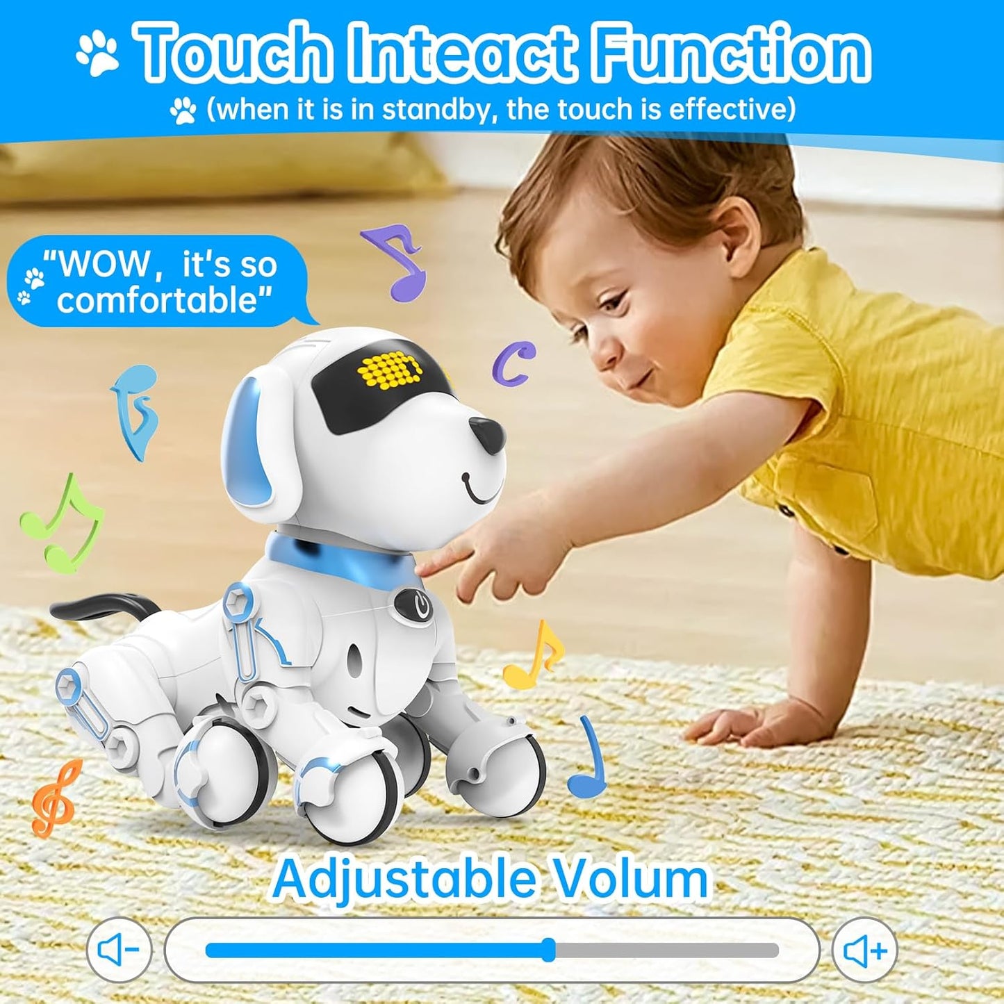 Dwi Dowellin Robot Dog for Kids 8-12,Remote Control Smart Robotic Dogs Pet Puppy Robotic Toy,Interactive Touch Walking Talking Toys for Boys Girls Christmas Birthday Gifts