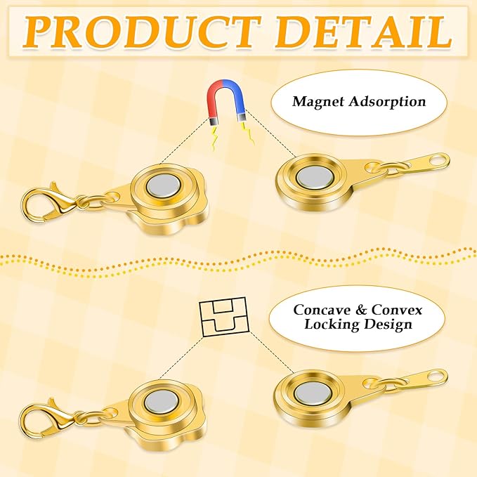 Paxcoo 12Pcs Magnetic Necklace Clasps and Closures, Locking Magnetic Jewelry Clasps, Magnetic Necklace Extender, Necklace Clasp Helper for Necklaces, Bracelets and Jewelry