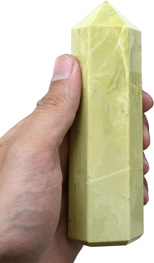 Amazing Gemstone Large Serpentine Crystal Towers ~ Natural Healing Crystal Point Obelisk for Reiki Healing and Crystal Grid (5.5 to 6 INCH)