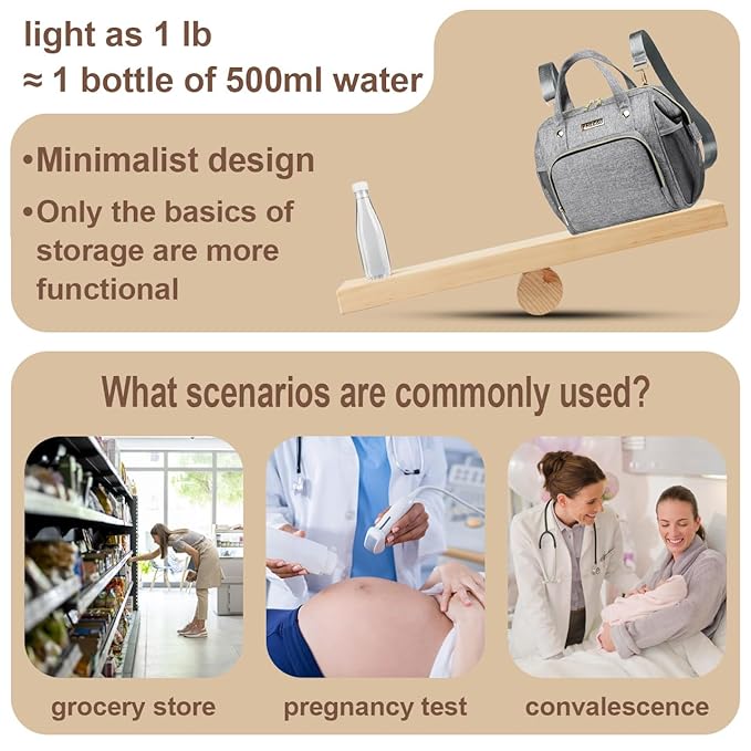 Small Diaper Bag Backpack, Crossbody Diaper Bags for Toddler, Waterproof Multi-Function Newborn Baby Stylish Mini Tote Maternity Bags Travel Backpacks with Insulated Pockets (Gray)