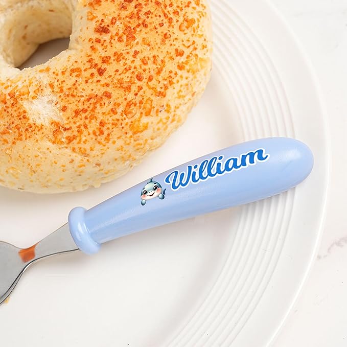 Personalized Kids Stainless Steel Utensil Set with Case, Custom Reusable Fork and Spoon Silverware Set with Name for Lunch Travel & Outdoors