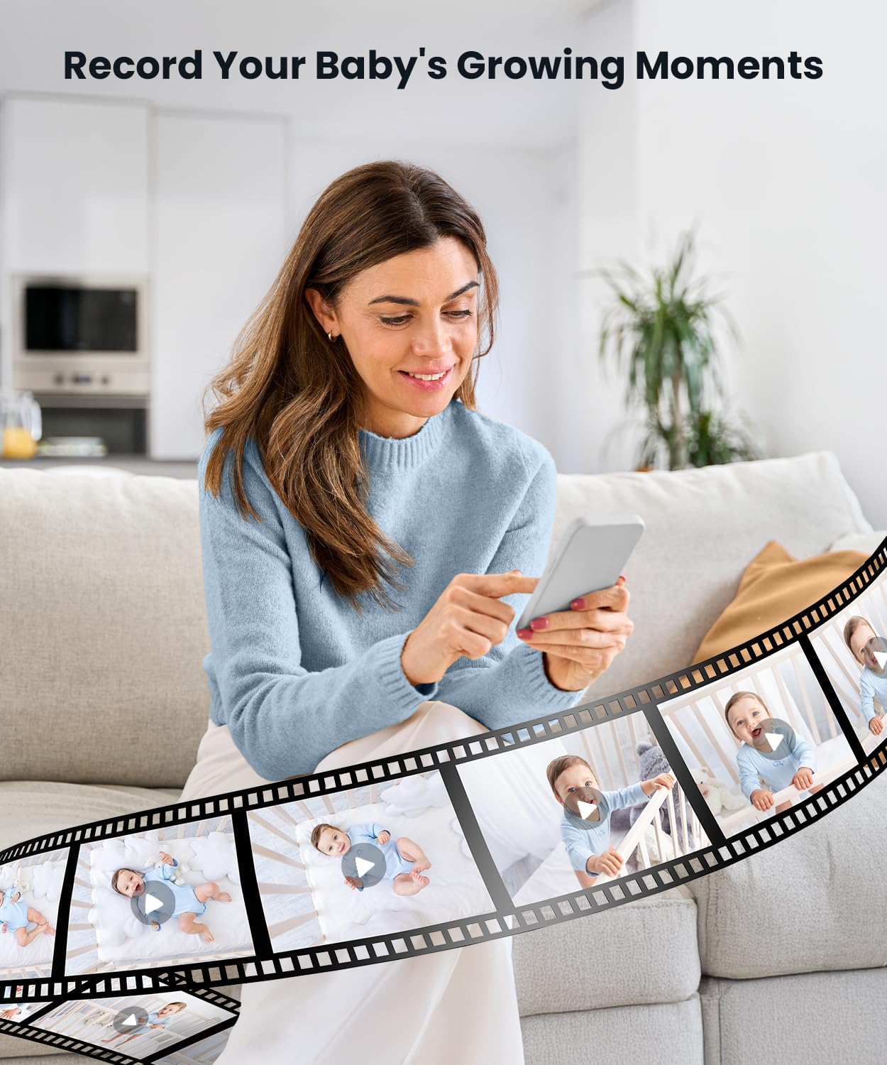 ieGeek Baby Monitor with Camera and Audio - 2K Video Monitor with 5" Screen - Night Vision, Two-Way Talk, Cry&Motion Detection, Temper& Humidity Sensor, PTZ, Remote Control via Screen and Free APP