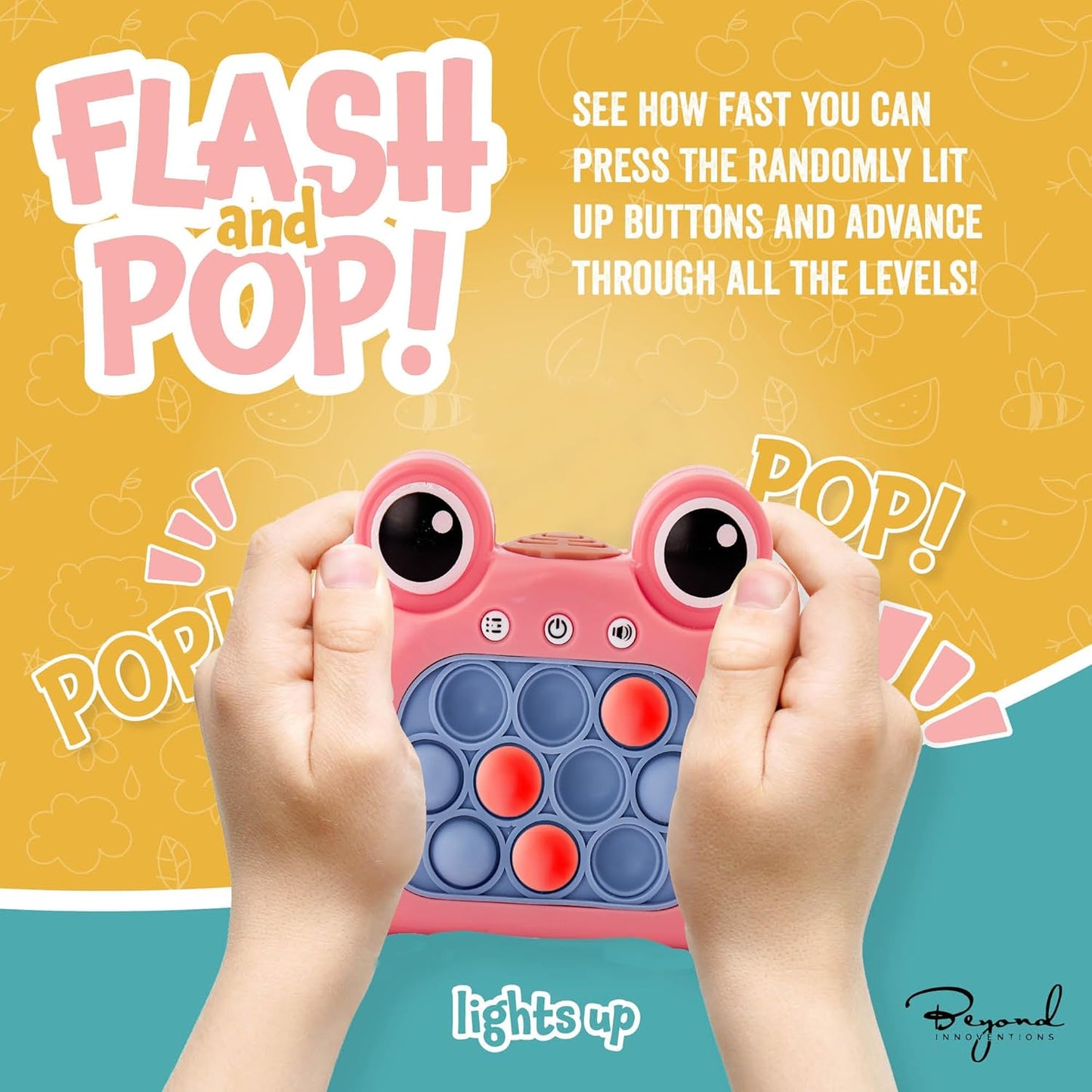Fast Push Game | Pop It Game Light Up Fidget Toy | The Fidget Game | Quick Push Bubble Game for Educational and Memory Growth | Speed Push Pop Game Push Game Fidget Toy (Pink Frog)