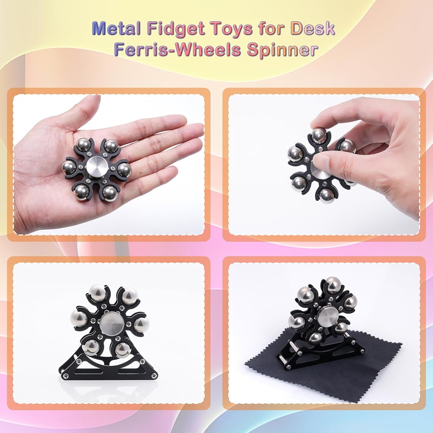 Desk-Fidget-Toys Ferris-Wheels-Spinner: Metal Kinetic-Fidget-Spinner 4mins, EDC-Toy Cool-Gadgets for School Office Christmas, ADHD Tools Gift Cool-Stuff Stress Relief Gift for Kid Children Teen Adult