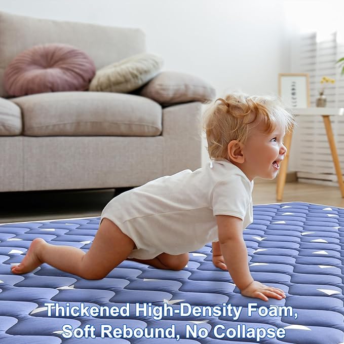 Baby Play Mat 79" X 63", Premium Thicken Foam One-Piece Crawling Mat, Extra Large Non-Slip Cushioned Activity Playmats for Babies, Toddlers, Infants, Play & Tummy Time