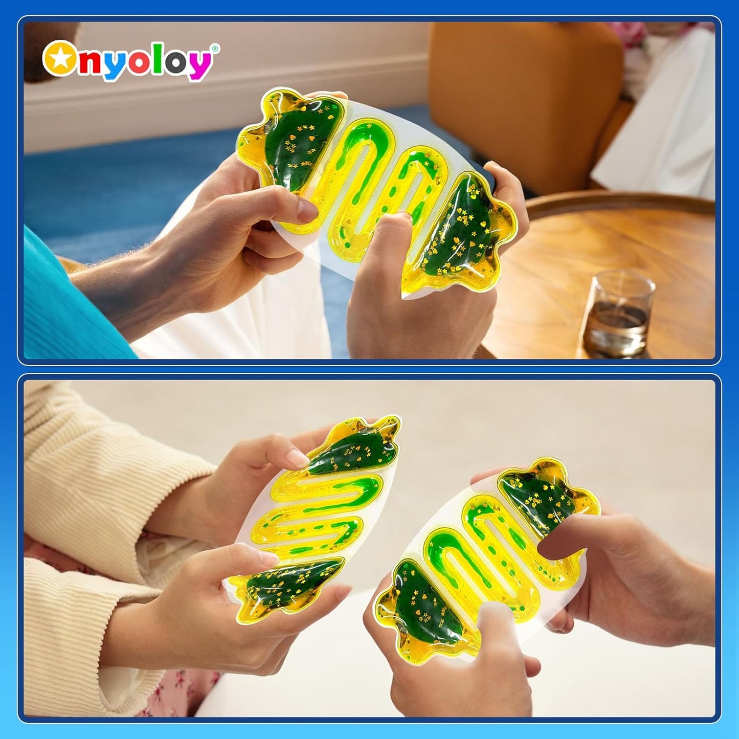 Squishy Tube Sensory Toys for Kids: Sensory Toys for Autistic Kids Glitter Sensory Squeeze Tube Anxiety Relief Toy for Ages 3 to Adults Easter Basket Christmas Stocking Stuffers 4-Pack Multi-Color