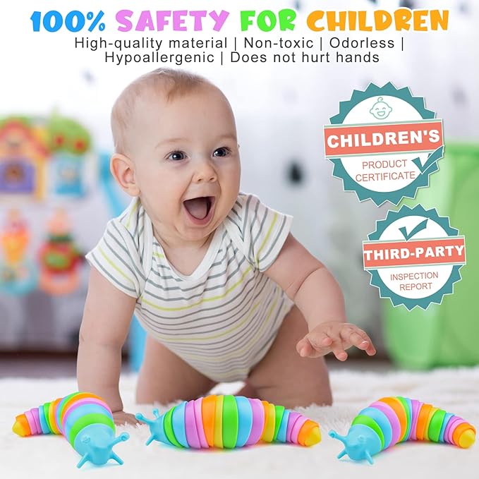 Cevioce Sensory Slug Fidget Toys,Fidget Slug Toys for Adults & Kids Party Favors,1 PC Cute Autism Sensory Toys for Autistic Children,Toddler Christmas Stocking StuffersTravel Toys for 3+