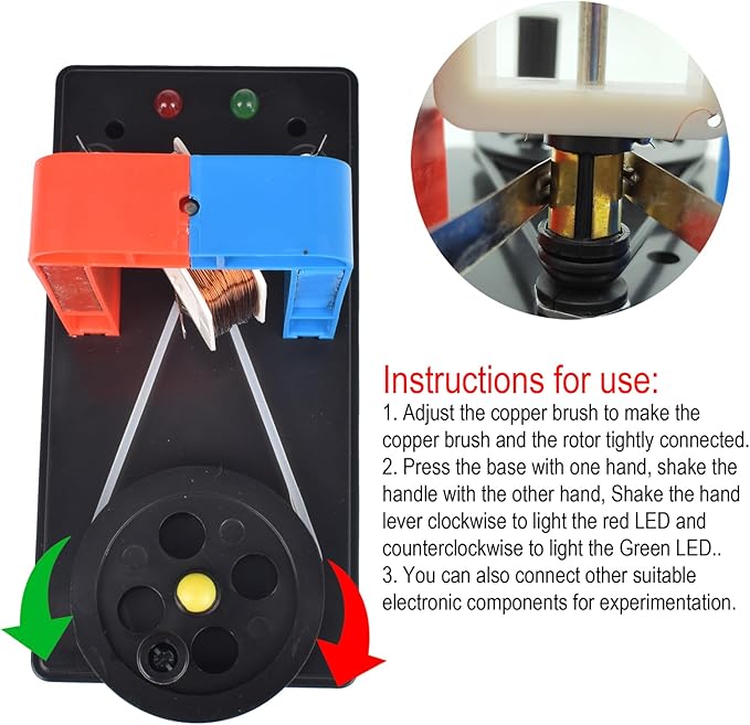 EUDAX School DIY Dynamo Lantern Educational STEM Building,Labs Demonstration Motor Activity Teaching Model Hand Cranked Power Electricity DC Electric Generator Physical Science Experiment Education