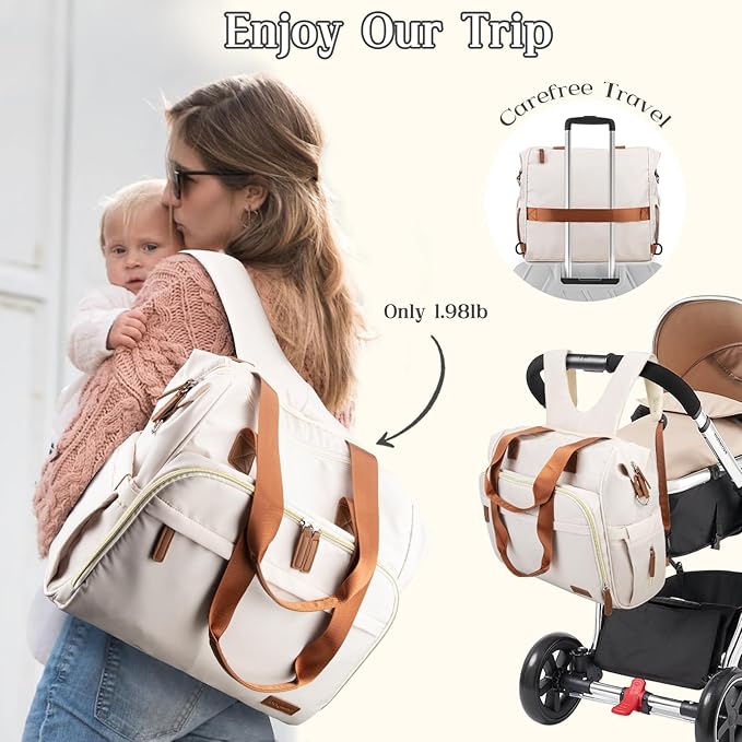 Diaper Bag Backpack, Mommy Travel Diaper Bag Tote with Shoulder Strap, Hospital Bag, Weekender Baby Bag for Mom