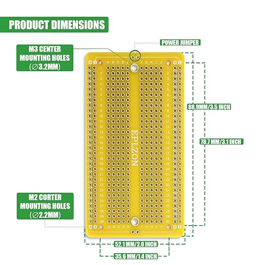 10 Pcs Solderable Breadboard PCB Board Gold-Plated Solder Breadboard for DIY Electronics Projects Apply to Soldering Projects 3.5"x2.05" (Yellow)