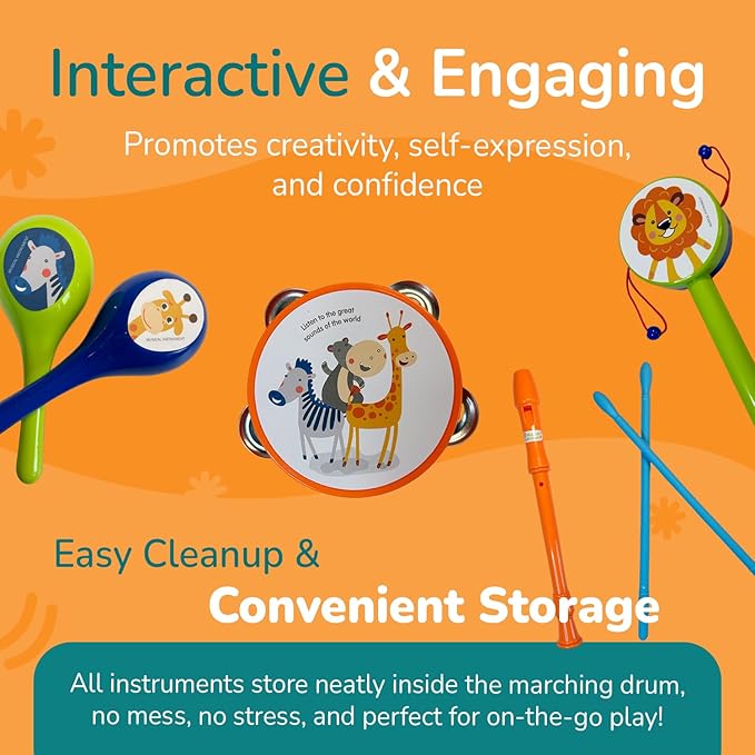 Channie's Toddler Musical Instruments Set, Kids Band Set, Music Toys for Kids Ages 3-5, Band Instruments for Toddlers