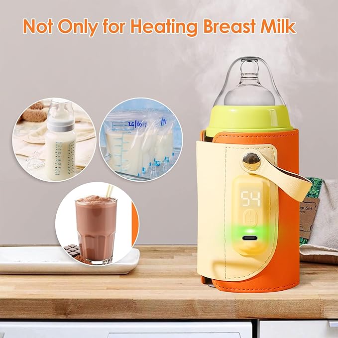 Portable Bottle Warmer,Baby Bottle Insulation Cover Bottle Warmer with 18W Quick Charge and LED Display,Adjustable Temperature Control, Handhold Milk Warmer for Home/Family Travel