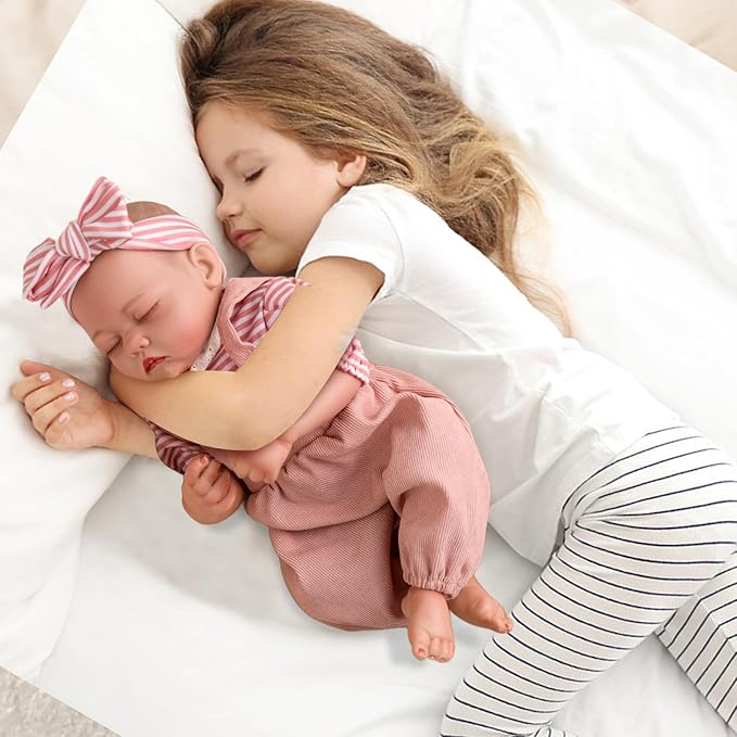 Jirachi Lifelike Reborn Baby Dolls Girl, 18-inch Full Vinyl Body Sleeping Newborn Real Baby Doll Adorable Pink Realistic Baby Dolls with Feeding Kit Gift for Kids Age 3+