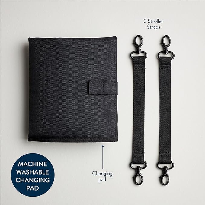 Itzy Ritzy Eras Diaper Bag Backpack – Large Capacity Sleek Daddy Diaper Bag for Men Featuring Neutral Design, 15 Pockets, Changing Pad, Stroller Straps, and Comfortable Backpack Straps, Black