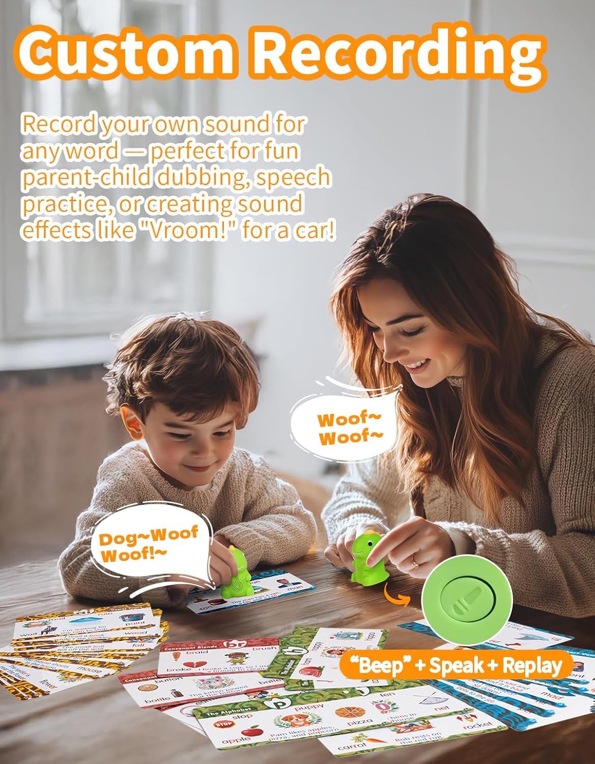 Interactive Dinosaur Talking Pen for Kids – Montessori Reading Toy with Phonics Flash Cards for Toddlers Ages 1-6, Speech Therapy & Autism Sensory Gift