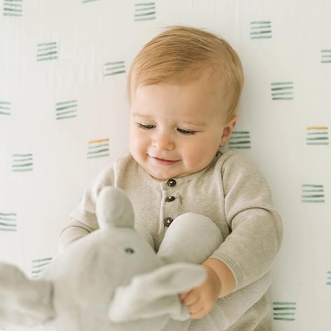 Little Unicorn Premium Crib Sheet | Breathable & Super-Soft Muslin Fabric (Blue Stacks)