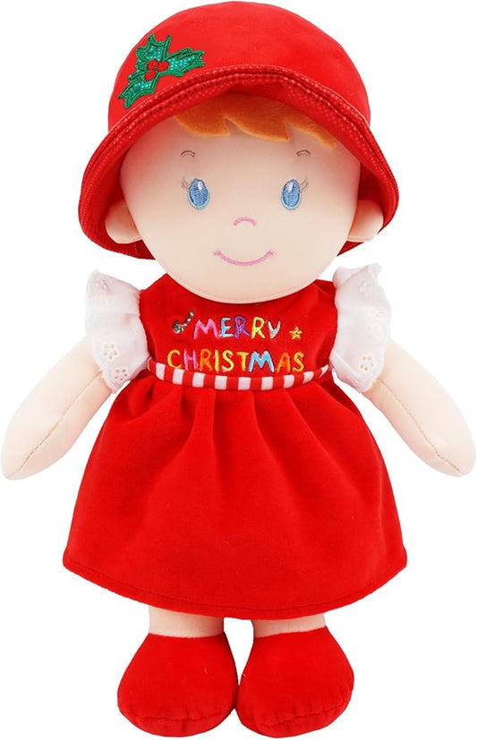 June Garden 12" Soft Dolly Emilia - Stuffed Soft Baby Boy Doll for Birth and Up - Christmas Special Edition