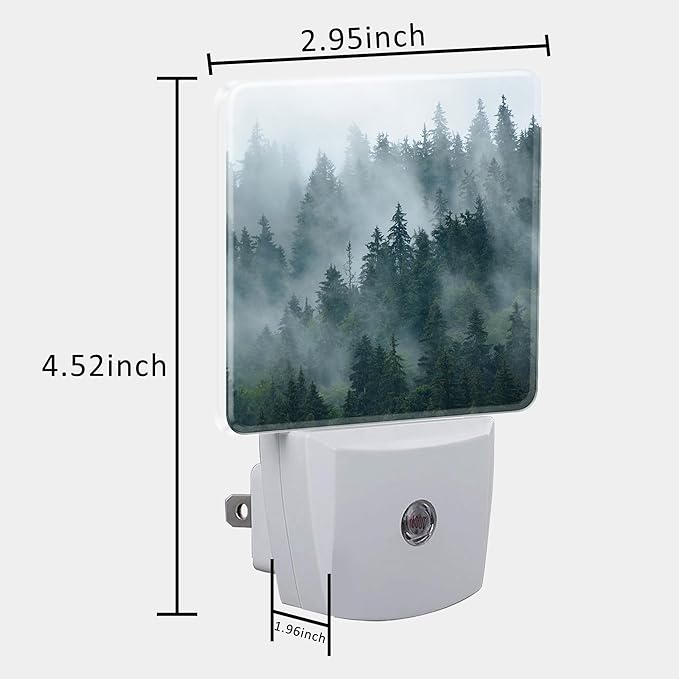 Night Light Plug into Wall Misty Fir Forest Night Light with Dusk to Dawn Sensor Night Light for Kid Girls Boys Women Men Room Decor, Hallway, Kitchen, Bathroom, Nursery, Stairs