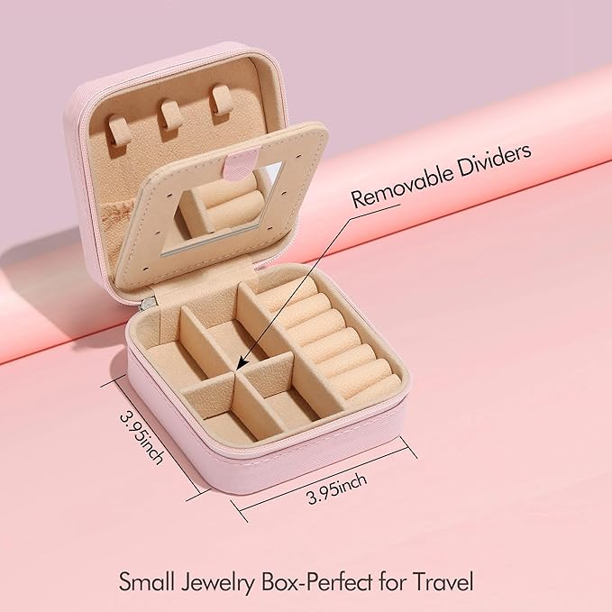 Parima Small Jewelry Box for Girls, Travel Initial Jewelry Boxes for Girls | Small Jewelry Organizer Box | Travel Jewelry Case Organizer - Letter I, Pink