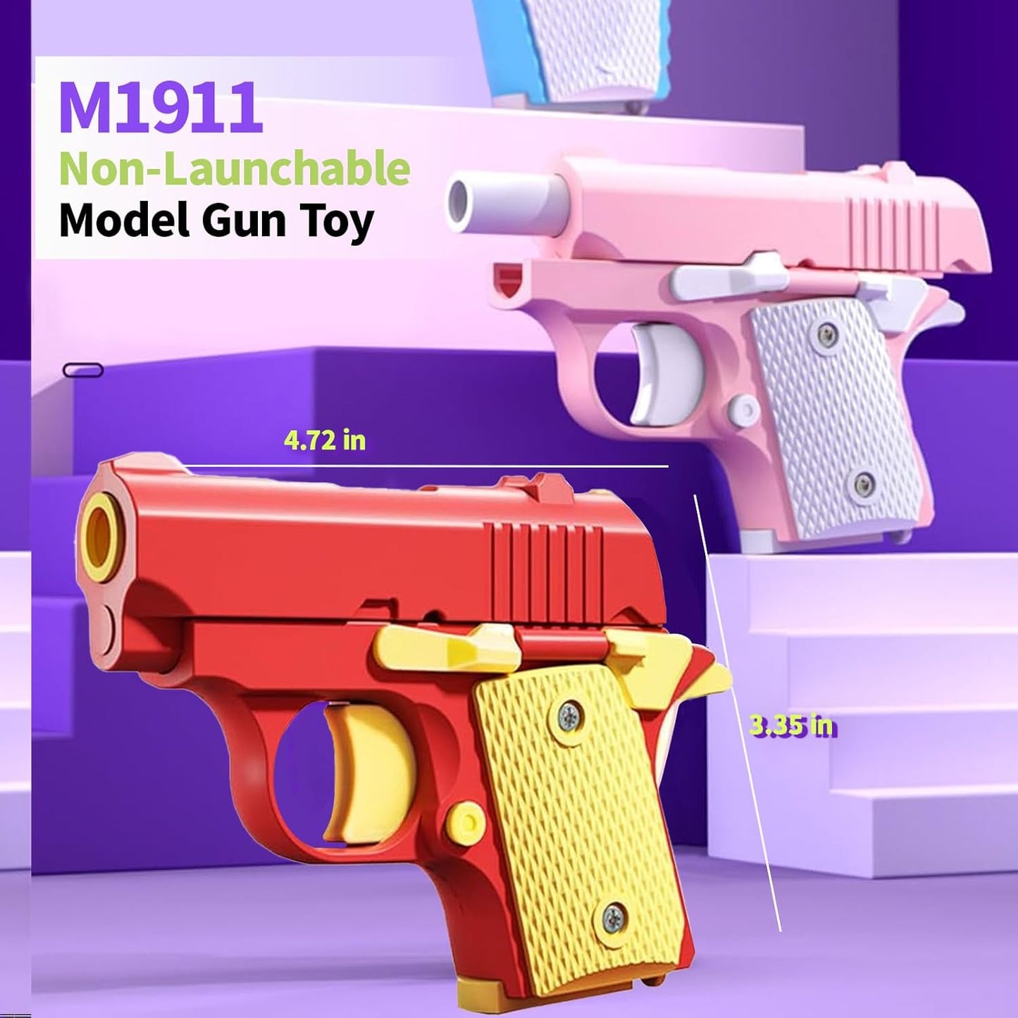 Fidget Toys for Adults, 1911 3D Printed Small Pistol Toys, Stress Relief Pistol Toys Suitable for Relieving ADHD, Anxiety, Suitable Toys for Friends Adults and Kids Best Gift