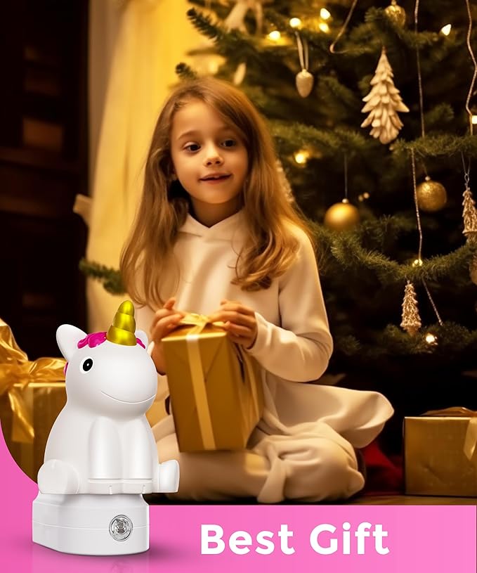 L LOHAS LED Plug-in Night Light for Kids, Cute Color Changing LED Night Light with Dusk to Dawn Sensor, Christmas, Birthday Gift Nightlight for Girls & Kids, Room Decor