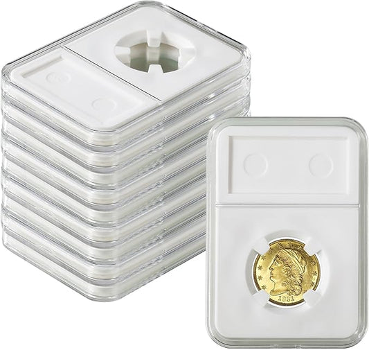 10-Pack Silver Dollar Coin Holder, 19mm Collection Coin Holder, Clear Acrylic Coin Slab Protectors and Display Case for Morgan, Peace, IKE Silver Coin, Four-Point Fixation Coin Capsules