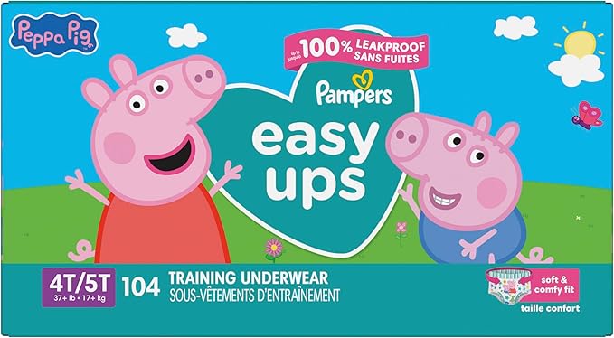Pampers Training Pants - Easy Ups Girls & Boys - Size 4T-5T, 104 Count, Peppa Pig Potty Underwear (Packaging May Vary)