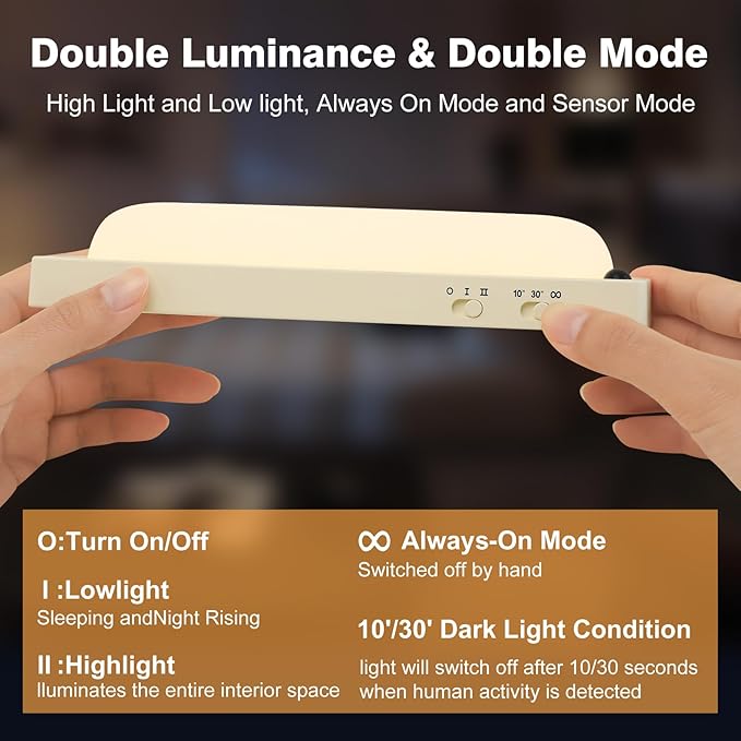 Under Cabinet Lighting, USB-C Rechargeable 2700K Dimmer LED Battery Operated Under Counter Lights Stick On Magnetic Wireless Closet Lights for Desk, Stairs, Wardrobe, Wine Cabinet