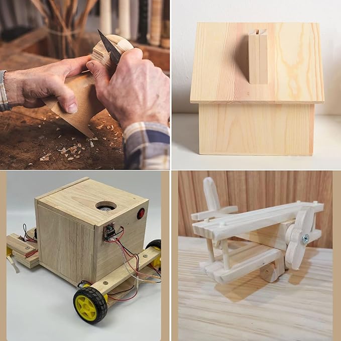 10PCS Rectangle Wood Boards Unfinished Wood Blocks for Crafting, 4.7x3x0.8in Blank Whittling Wooden Blocks for Wood Carving,Painting & Burning