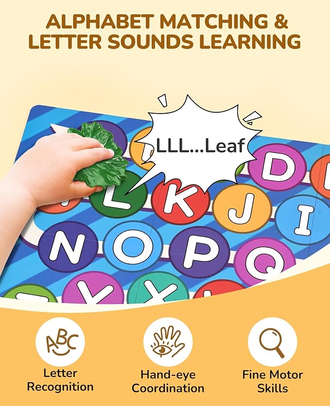 JoyCat Mystery Alphabet Box for Kids 26 PCS Letters Sorting Matching Game Activities Letter Sounds Fine Motor Learning Toys for Preschool Kindergarten Classroom - Halloween