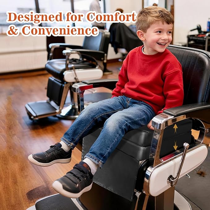 Adjustable Salon Booster Seat PU Leather Booster Seat for Salon Chair High Resilience Foam Barber Booster Seats for Hair Stylist, Beauty Salon Spa Equipment, 14.5"X11"X6.2"