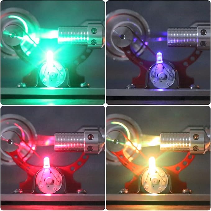 Sunnytech Hot Air Stirling Engine Motor Model Educational Toy Electricity Generator Colorful LED SC (SC004)
