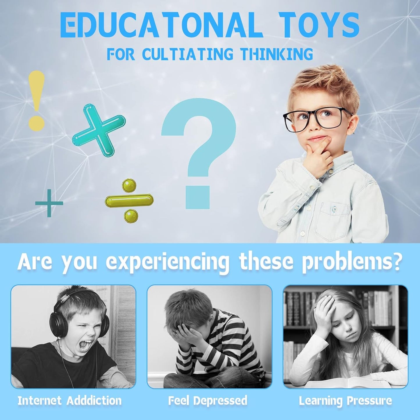 Magic Cube Bean Puzzle,Rotate and Puzzle,Stress and Anxiety Relief Fidget Toys,Brain Teasers Travel Games for Kids Teens Adults,Sensory Toys for Autistic ADHD,Pop Birthday Gift(Blue)